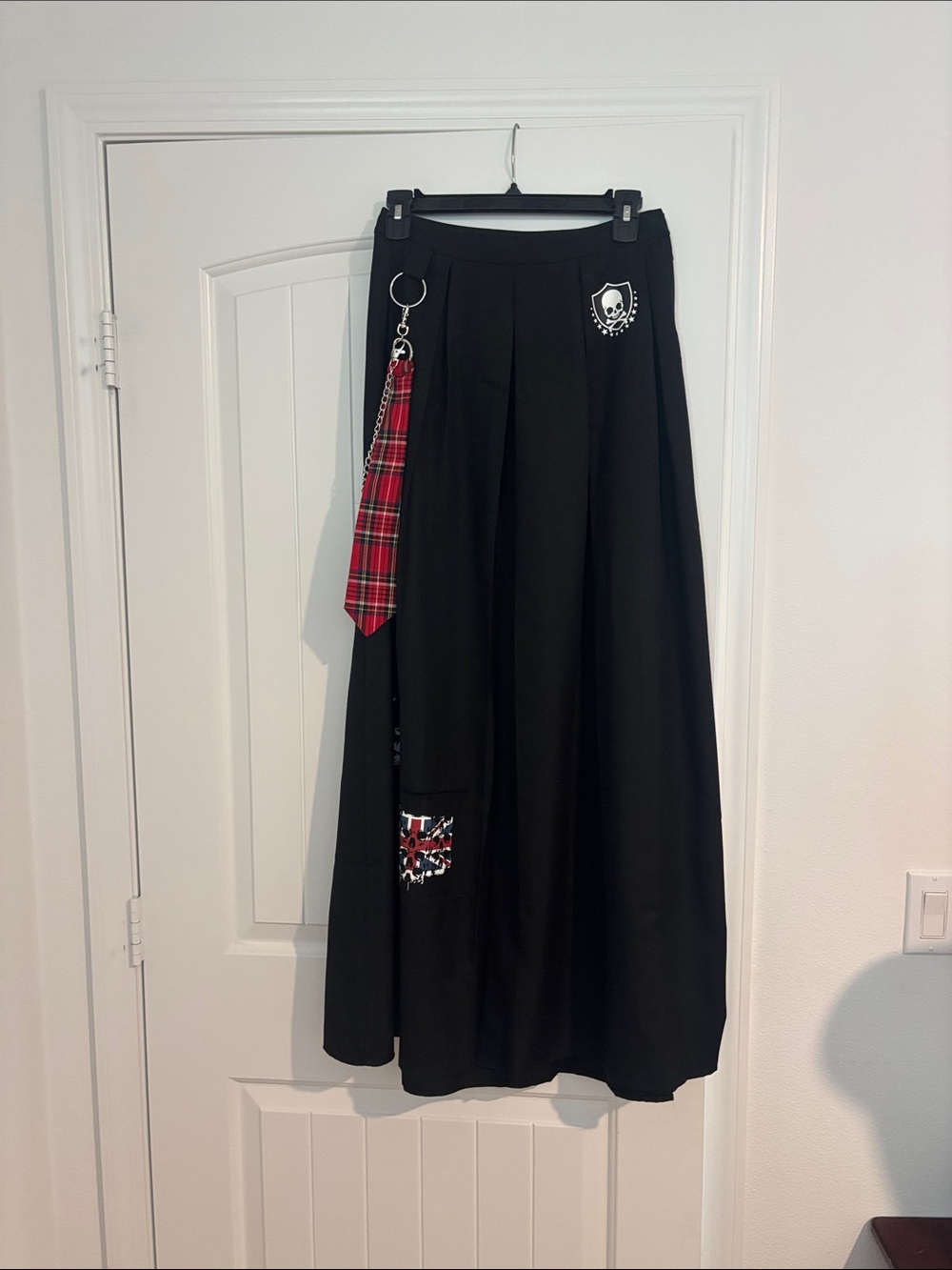Hot Topic Black Maxi Skirt with Red Plaid Tie